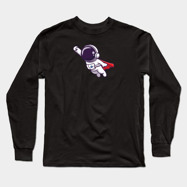 Cute Astronaut Super Flying Cartoon Long Sleeve T-Shirt by Catalyst Labs